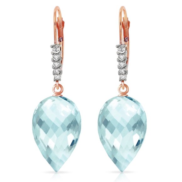 Galaxy Gold Products Jewelry - 14K GOLD EARRINGS BLUE TOPAZES AND DIAMONDS